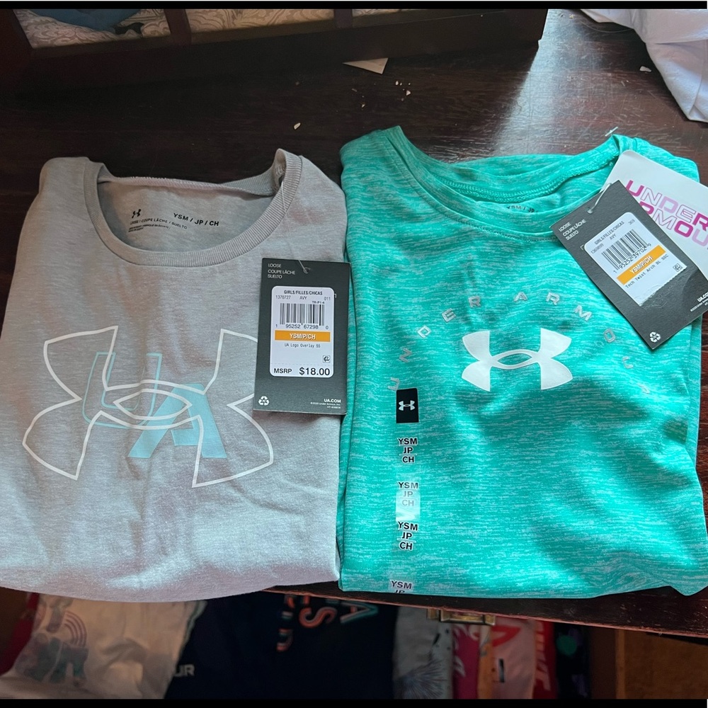 NWT two girls under armour shirts